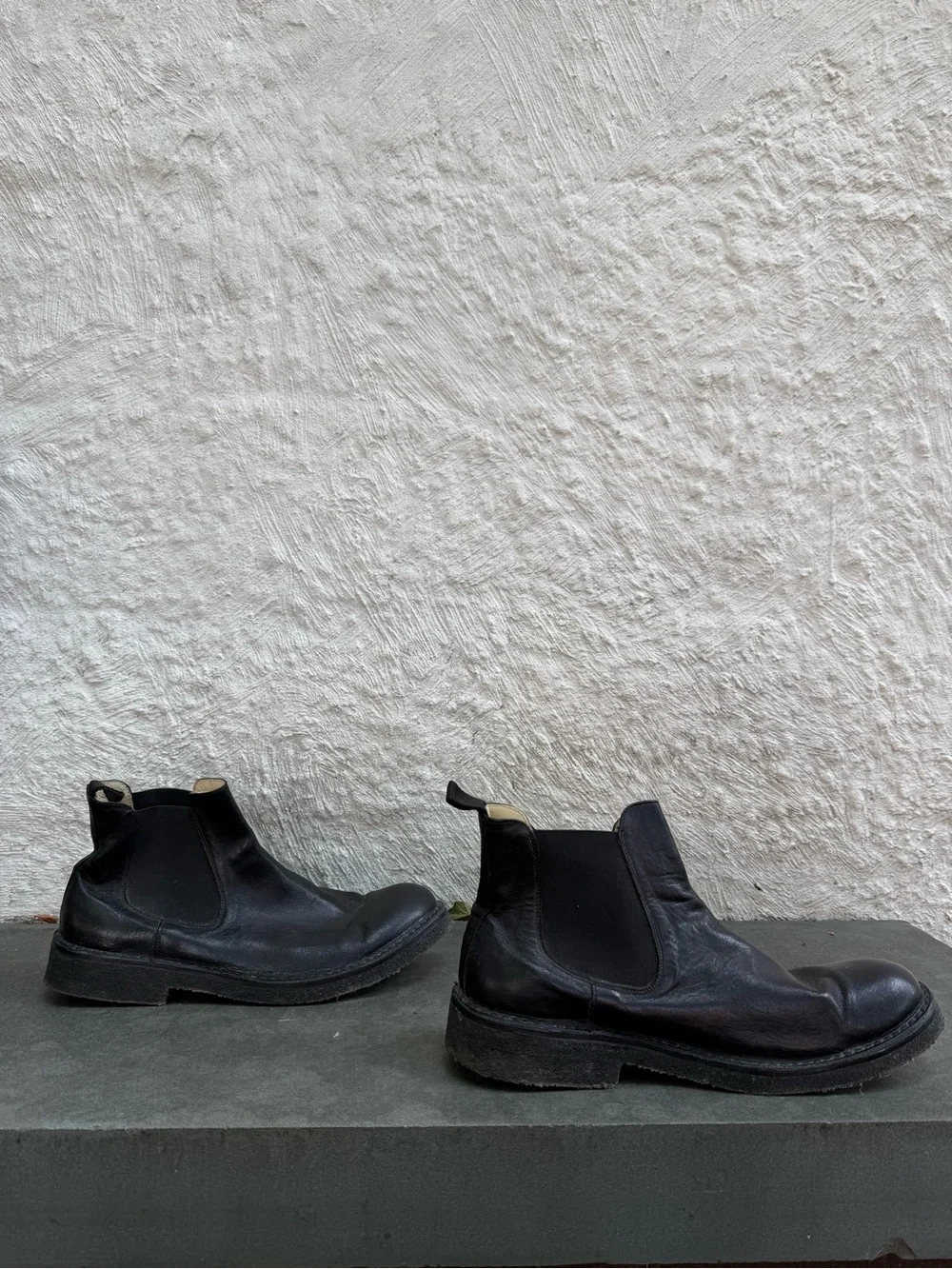 Men's Barney’s New York Black Leather Chelsea Boots with Crepe Sole 13 M Italy